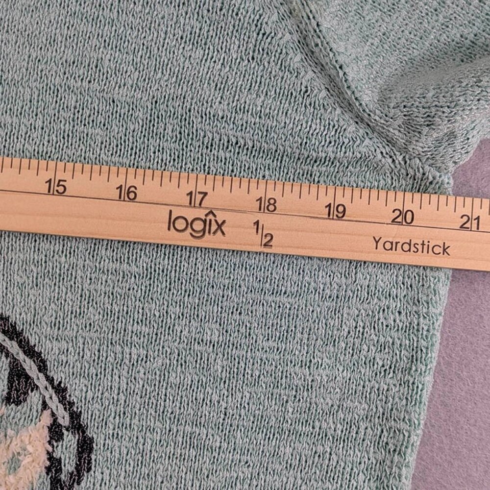 Susan Bristol Pullover Sweater Womens‎ XL Green Tufted Floral Design Vintage - Picture 6 of 11
